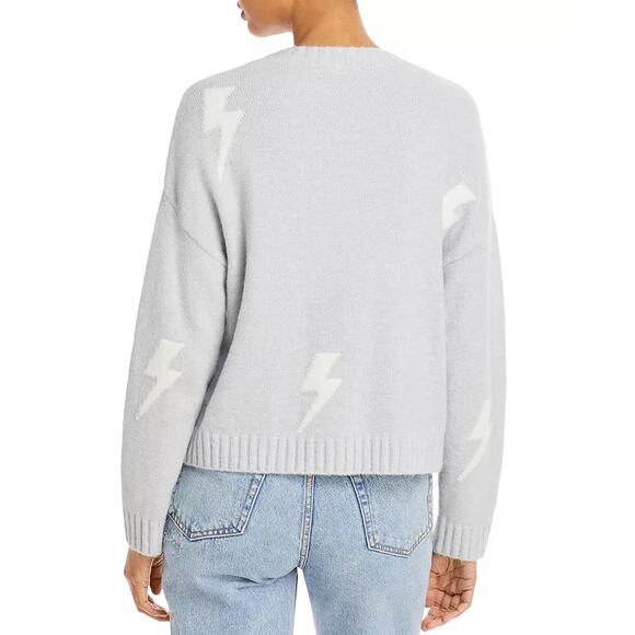Rails Women Grey Cable Knit Lightning Bolt Perci Relaxed Crewneck Sweater Size S - Picture 2 of 6